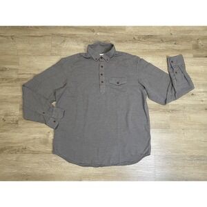 Old Navy Mens Sz L 1/2 Button Pullover Cotton Blend Shirt  Gray Henley Collared
